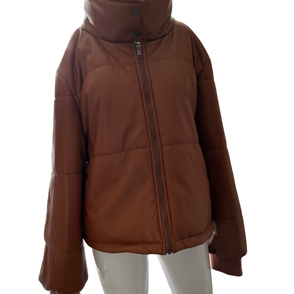 Anthropologie Brown Faux Leather Jacket - Picture 6 of 7